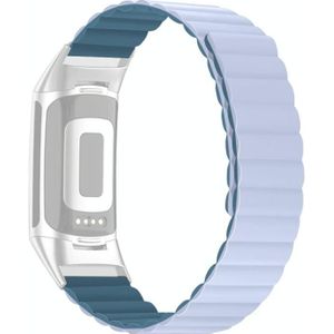 Voor Fitbit Charge 5 Silicone Magnetic Watchband (Peacock Blue)