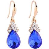 Fashion Diamond Ladies Crystal Zircon Drop Necklace Earring Set(Blue)