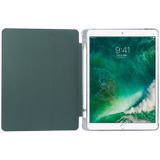 For iPad 9.7(2018)/(2017)/Air 2/Air 3-folding Electric Pressed Skin Texture Horizontal Flip Shockproof Transparent TPU + PU Leather Case with Holder & Pen Slot & Sleep / Wake-up Function(Deep Green)