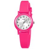 SKMEI 1659 Dunne PU-lederen band Kleine wijzerplaat Quartz horloge voor dames (Rose Red)