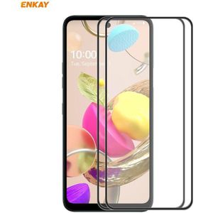 For LG K42 / K52 / K62 2PCS ENKAY Hat-Prince Anti-drop Full Glue Tempered Glass Full Screen Film Anti-fall Protector