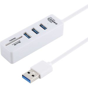 2 in 1 TF / SD Card Reader + 3 x USB 3.0 Ports to USB 3.0 HUB Converter  Cable Length: 26cm(White)