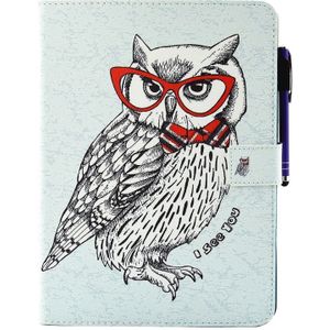 Voor iPad Pro 9.7 inch Glasses Uil patroon horizontaal Flip lederen hoesje met houder & portemonnee & opbergruimte voor pinpassen & slaap / wekker functie & Pen Slot