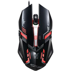 Chasing Leopard V17 USB 2400DPI Four-speed Adjustable Line Pattern Wired Optical Gaming Mouse with LED Breathing Light  Length: 1.45m(Jet Black)