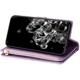 For Samsung Galaxy A81 / Note 10 Lite / M60s Multi-card Slots Starry Sky Laser Carving Glitter Zipper Horizontal Flip Leather Case with Holder & Wallet & Lanyard(Purple)