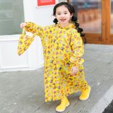 Children Raincoat With Schoolbag Seat And Poncho Rain Gear  Size:L(Yellow)