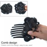 Wig Ball Head Flower Hairpin Hair Bag Wig Headband for Bride(Dark Brown)