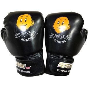 SUTENG Cartoon PU Leather Fitness Boxing Gloves for Children(Black)