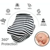 Multifunctional Enlarged Stroller Windshield Breastfeeding Towel Baby Seat Cover(Black and White Stripes)