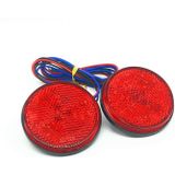 2 PCS Motorcycle Trailer Truck DC 12-15V Wired 24-LED Indicator Lamp Reflector Round Marker Tail Light  Light Color:Red (Steady + Flash Lighting)(Red)