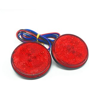 2 PCS Motorcycle Trailer Truck DC 12-15V Wired 24-LED Indicator Lamp Reflector Round Marker Tail Light  Light Color:Red (Steady + Flash Lighting)(Red)