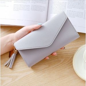 Long Wallet Women Purses Tassel Fashion Coin Purse Card Holder Wallets Female Clutch PU Leather Wallet(Light purple)