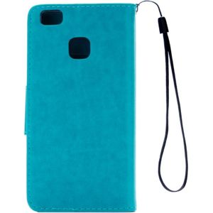 For Huawei  P9 Lite Butterflies Embossing Horizontal Flip Leather Case with Holder & Card Slots & Wallet & Lanyard(Blue)