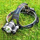 Strong Light Long-Range Rechargeable Three-Head Lamp Outdoor Fishing Lamp Led Head-Mounted Flashlight (1T6 x 2XPE Without Battery)