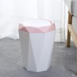 Living Room Desktop Mini Trash Can Diamond Shake Lid Trash Can  Size:M 24.6x21.6cm(Pink)