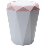 Living Room Desktop Mini Trash Can Diamond Shake Lid Trash Can  Size:M 24.6x21.6cm(Pink)