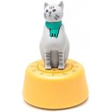 Cartoon Cat Shape Countdown Timer Student Learning Time Manager Kitchen Timer Mechanical Reminder(Yellow)