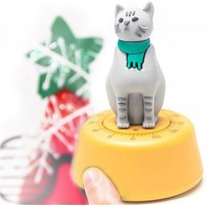 Cartoon Cat Shape Countdown Timer Student Learning Time Manager Kitchen Timer Mechanical Reminder(Yellow)