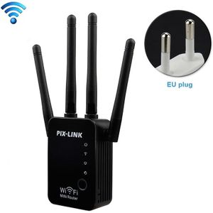 Wireless Smart WiFi Router Repeater with 4 WiFi Antennas  Plug Specification:EU Plug(Black)
