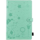 For Samsung Galaxy Tab S6 T860 Cat Bee Embossing Pattern Shockproof Table PC Protective Horizontal Flip Leather Case with Holder & Card Slots & Wallet & Pen Slot & Wake-up / Sleep Function(Green)