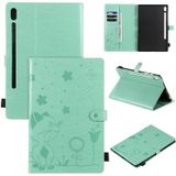 For Samsung Galaxy Tab S6 T860 Cat Bee Embossing Pattern Shockproof Table PC Protective Horizontal Flip Leather Case with Holder & Card Slots & Wallet & Pen Slot & Wake-up / Sleep Function(Green)