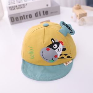 MZ9513 Calf Pattern Baby Peaked Cap Children Autumn Hat Soft Brim Baby Beanie  Size: 48cm Adjustable(Yellow)