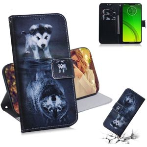 Wolf and Dog Pattern Coloured Drawing Horizontal Flip Leather Case for Motorola Moto G7 Power  with Holder & Card Slots & Wallet