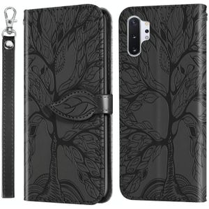 For Samsung Galaxy Note10+ Life of Tree Embossing Pattern Horizontal Flip Leather Case with Holder & Card Slot & Wallet & Photo Frame & Lanyard(Black)