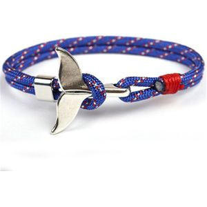 Whale Tail Anchor Charm Nautical Survival Rope Chain Bracelets(Blue)