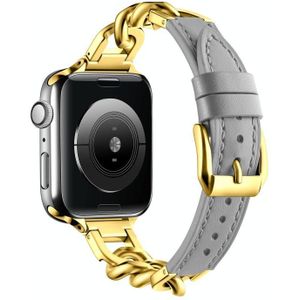 Voor Apple Watch 9 45 mm ketting lederen horlogeband  maat: L