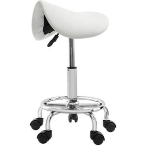 Saddle Chair Ergonomic Computer Chair Beauty Barber Mobile Chair(White)