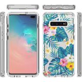 For Samsung Galaxy S10 Plus 2 in 1 High Transparent Painted Shockproof PC + TPU Protective Case(Banana Leaf)