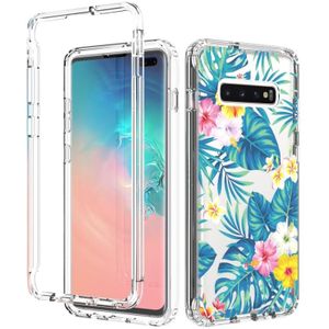 For Samsung Galaxy S10 Plus 2 in 1 High Transparent Painted Shockproof PC + TPU Protective Case(Banana Leaf)