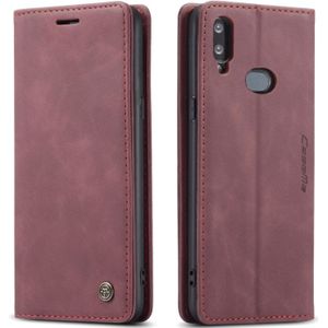 For Galaxy A10s CaseMe-013 Multifunctional Horizontal Flip Leather Case with Card Slot & Holder & Wallet(Wine Red)
