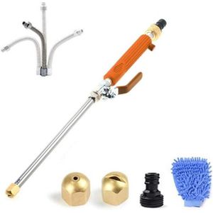 Garden Lawn Irrigation High Pressure Hose Spray Nozzle Car Wash Cleaning Tools Set (Orange)