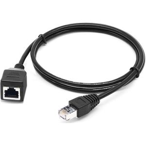 RJ45 Female to Male Cat Network Extension Cable  Length: 1.5m(Black)