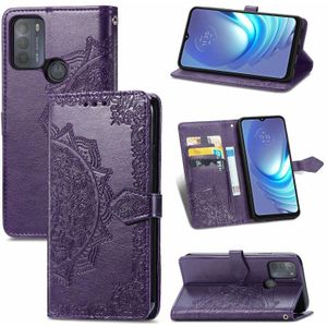For Motorola Moto G50 Mandala Embossing Pattern Horizontal Flip Leather Case with Holder & Card Slots & Wallet & Lanyard(Purple)