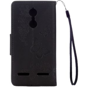 For Lenovo  K6 5.0 inch Butterflies Embossing Horizontal Flip Leather Case with Holder & Card Slots & Wallet & Lanyard(Black)