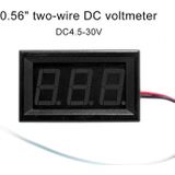 10 PCS 0.56 inch 2 Terminal Wires Digital Voltage Meter with Shell  Color Light Display  Measure Voltage: DC 4.5-30V (Red)