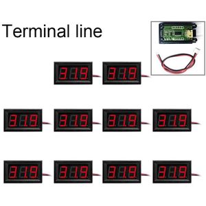 10 PCS 0.56 inch 2 Terminal Wires Digital Voltage Meter with Shell  Color Light Display  Measure Voltage: DC 4.5-30V (Red)