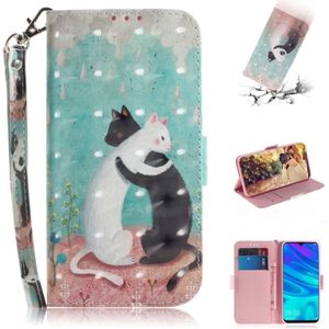 3D Colored Drawing Cats Pattern Horizontal Flip Leather Case for Huawei P Smart+ 2019 / Enjoy 9s / Honor 10i / Honor 20i / Honor 20 Lite  with Holder & Card Slots & Wallet