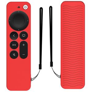 Silicone Protective Case Cover For Apple TV 4K 4th Siri Remote Controller(Red)