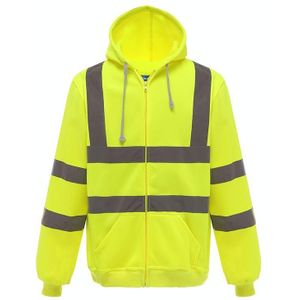 Reflecterend sweatshirt met rits en capuchon Buitensporten Fleece reflecterende kleding  maat: S (fluorescerend geel)