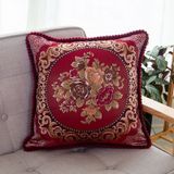 Geborduurde retro Home Bank Cushion kussensloop  grootte: 58 * 58cm zonder kern (wijn rood)