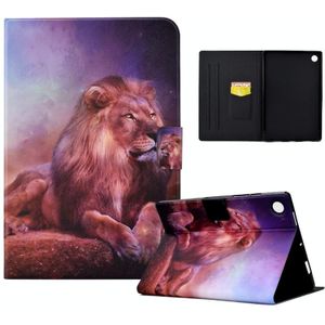 Voor Lenovo M10 Plus Electric Pressed TPU Smart lederen tablethoes (Lion King)