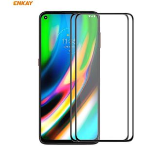 For Motorola Moto G9 Plus 2 PCS ENKAY Hat-Prince Anti-drop Full Glue Tempered Glass Full Screen Film Anti-fall Protector