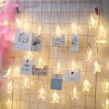 3m Colorful Light Star Shape Photo Clip LED Fairy String Light  20 LEDs USB Powered Chains Lamp Decorative Light for Home Hanging Pictures  DIY Party  Wedding  Christmas Decoration (Warm White)