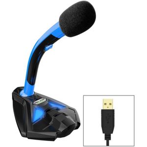 K1 Desktop Omnidirectional USB Wired Mic Condenser Microphone with Phone Holder  Compatible with PC / Mac for Live Broadcast  Show  KTV  etc(Black + Blue)