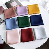 Soft Imitated Silk Fabric Solid Color Small Square Scarf Professional Silk Scarf for Women  Length: 70cm(White)