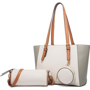 3 in 1 Fashion Simple Lady Diagonal Large Capacity Handbag(White)